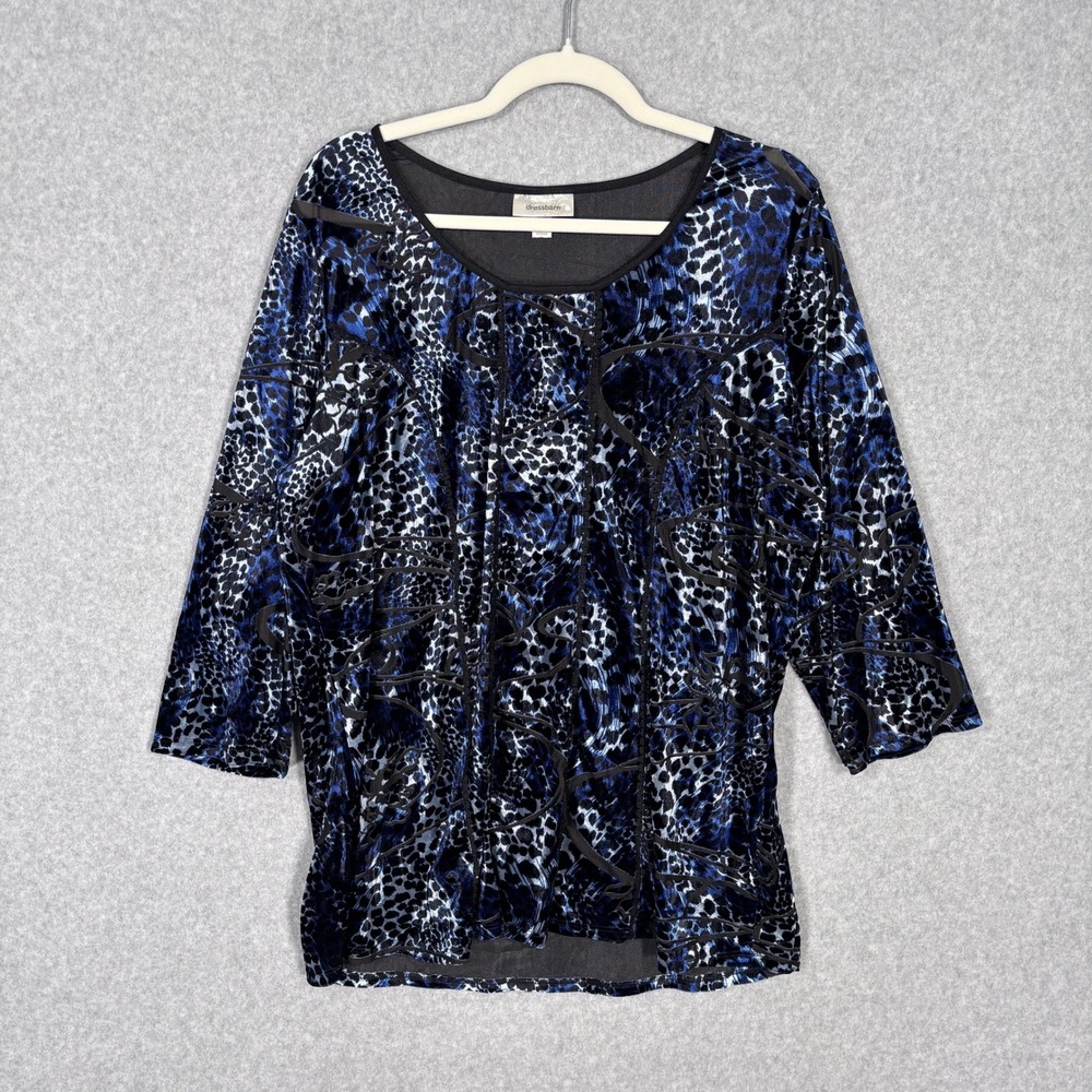 Dressbarn Y2K‎ Velvet Burnout Babydoll Top 2X Fairy Grunge Leopard Whimsigoth